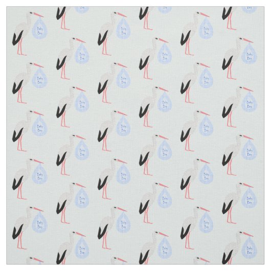 Niedlich Blue Baby Boy Stork Stoff (Muster)