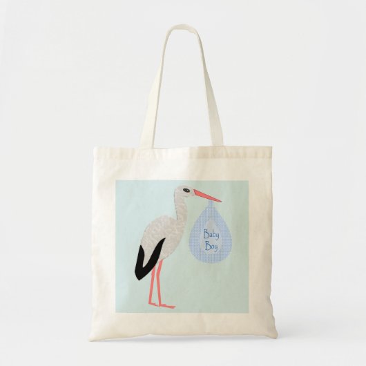 Niedlich Blue Baby Boy Stork Tragetasche (Vorne)