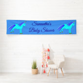 Niedlich Blue Baby Boy Unicorn Custom Baby Shower  Banner (Insitu)