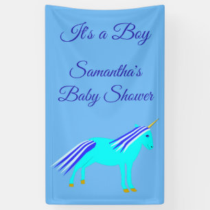 Niedlich Blue Baby Boy Unicorn Custom Baby Shower  Banner