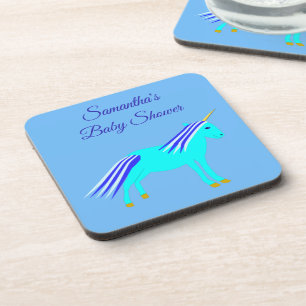 Niedlich Blue Baby Boy Unicorn Custom Baby Shower Getränkeuntersetzer