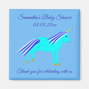 Niedlich Blue Baby Boy Unicorn Custom Baby Shower Magnet