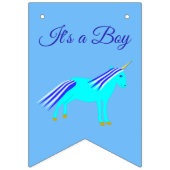 Niedlich Blue Baby Boy Unicorn Custom Baby Shower Wimpelkette (Dritte Fahne)