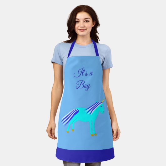 Niedlich Blue Baby Boy Unicorn Custom Schürze (Getragen)