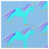Niedlich Blue Baby Boy Unicorn Gemustert Stoff (Nahaufnahme)