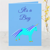 Niedlich Blue Baby Boy Unicorn Kinderdusche Danke, Karte (Gelbe Blume)