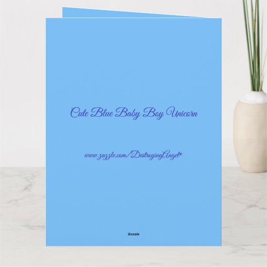 Niedlich Blue Baby Boy Unicorn Kinderdusche Danke, Karte (Rückseite)