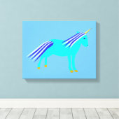 Niedlich Blue Baby Boy Unicorn Kinderzimmer Room Leinwanddruck (Insitu (Holzboden))