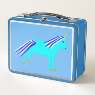 Niedlich Blue Baby Boy Unicorn New Brother Metall Brotdose