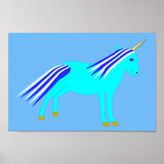 Niedlich Blue Baby Boy Unicorn Poster (Vorne)