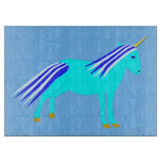 Niedlich Blue Baby Boy Unicorn Schneidebrett (Vorderseite)