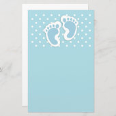 Niedlich Blue Baby Boy's Feet Illustration Briefpapier (Vorne/Hinten)