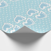 Niedlich Blue Baby Boy's Feet Illustration Geschenkpapier (Ecke)