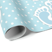 Niedlich Blue Baby Boy's Feet Illustration Geschenkpapier (Rolleneckpunkt)