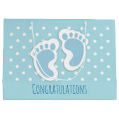 Niedlich Blue Baby Boy's Feet Illustration Große Geschenktüte (Rückseite)