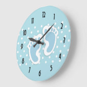 Niedlich Blue Baby Boy's Feet Illustration Große Wanduhr (Winkel)