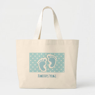 Niedlich Blue Baby Boy's Feet Illustration Jumbo Stoffbeutel