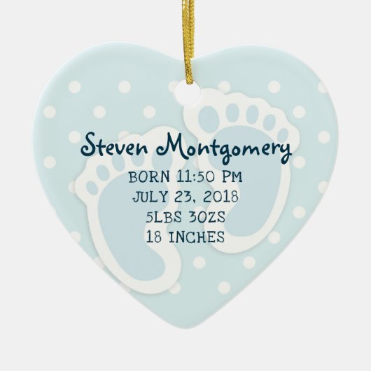 Niedlich Blue Baby Boy's Feet Illustration Keramik Ornament (Vorne)