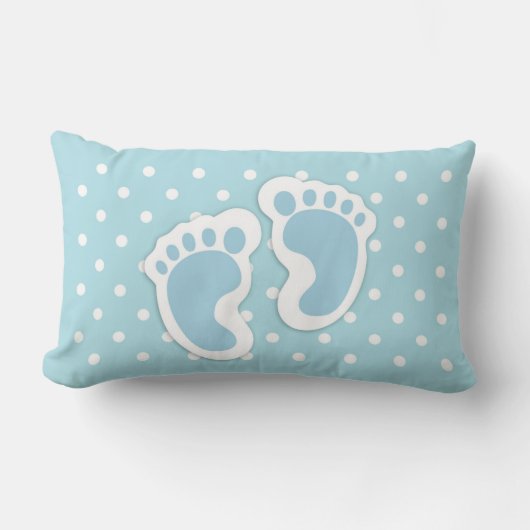 Niedlich Blue Baby Boy's Feet Illustration Lendenkissen (Vorderseite)