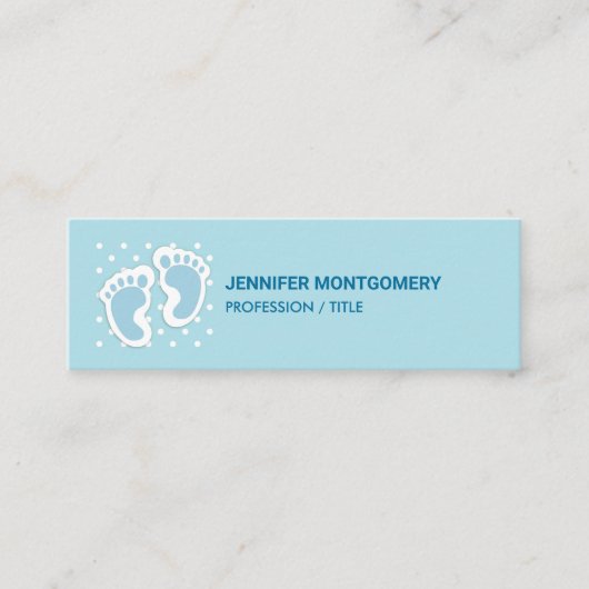 Niedlich Blue Baby Boy's Feet Illustration Mini Visitenkarte (Vorderseite)