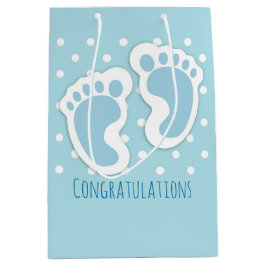 Niedlich Blue Baby Boy's Feet Illustration Mittlere Geschenktüte