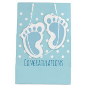 Niedlich Blue Baby Boy's Feet Illustration Mittlere Geschenktüte (Rückseite)