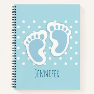 Niedlich Blue Baby Boy's Feet Illustration Notizblock
