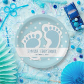 Niedlich Blue Baby Boy's Feet Illustration Pappteller (Party)