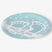 Niedlich Blue Baby Boy's Feet Illustration Pappteller (Schrägansicht)