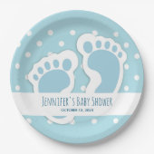Niedlich Blue Baby Boy's Feet Illustration Pappteller (Vorderseite)