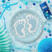 Niedlich Blue Baby Boy's Feet Illustration Pappteller (Party)