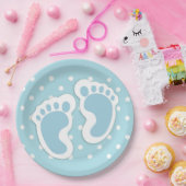 Niedlich Blue Baby Boy's Feet Illustration Pappteller (Party)