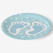 Niedlich Blue Baby Boy's Feet Illustration Pappteller (Schrägansicht)