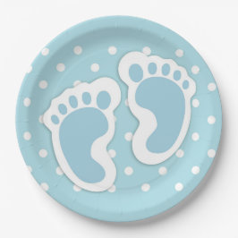 Niedlich Blue Baby Boy's Feet Illustration Pappteller