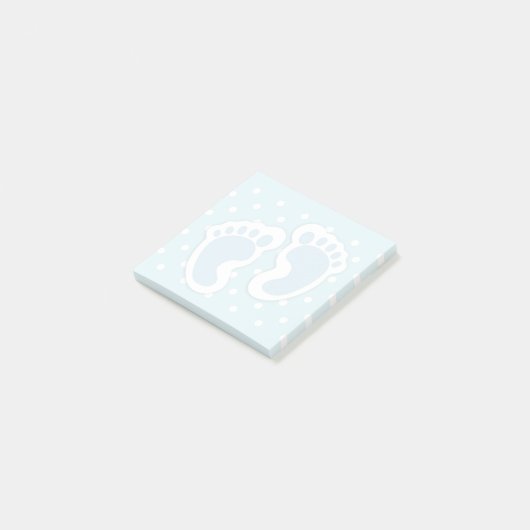 Niedlich Blue Baby Boy's Feet Illustration Post-it Klebezettel (angewinkelt)