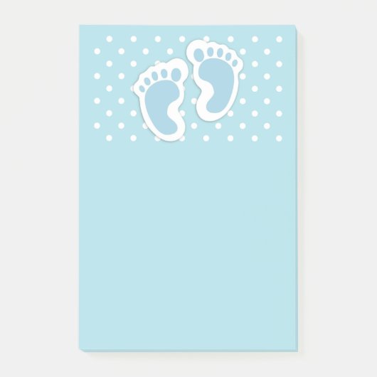 Niedlich Blue Baby Boy's Feet Illustration Post-it Klebezettel (Vorderseite)