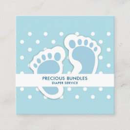 Niedlich Blue Baby Boy's Feet Illustration Quadratische Visitenkarte