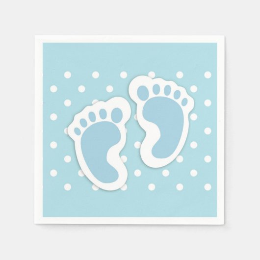 Niedlich Blue Baby Boy's Feet Illustration Serviette (Vorderseite)
