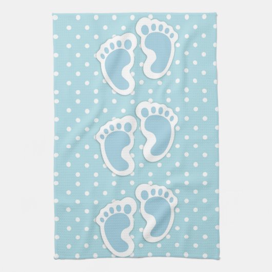 Niedlich Blue Baby Boy's Feet Muster Geschirrtuch (Vertikal)