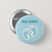 Niedlich Blue Baby Boy's Feet Proud Oma Button (Vorne & Hinten)