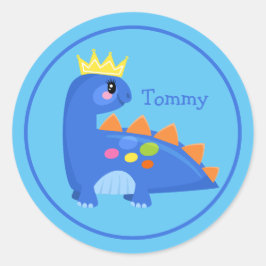 Niedlich Blue Baby Dinosaurier Runder Aufkleber