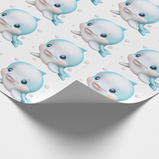 Niedlich Blue Baby Dolphin Geschenkpapier (Ecke)