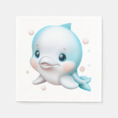 Niedlich Blue Baby Dolphin Serviette (Vorderseite)