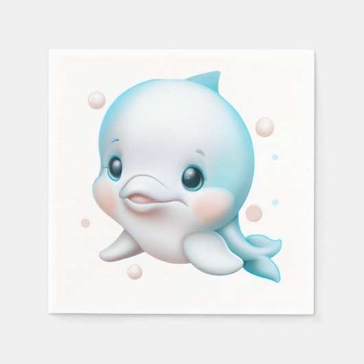 Niedlich Blue Baby Dolphin Serviette (Vorderseite)