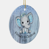 Niedlich Blue Baby Elephant 1. Weihnachtsfeier Keramik Ornament (Rechts)