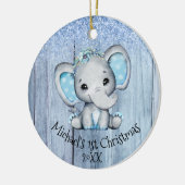 Niedlich Blue Baby Elephant 1. Weihnachtsfeier Keramik Ornament (Links)