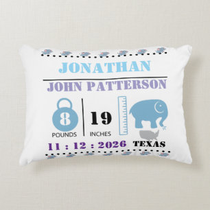 Niedlich Blue Baby Elephant Birth Ankündigung Dekokissen