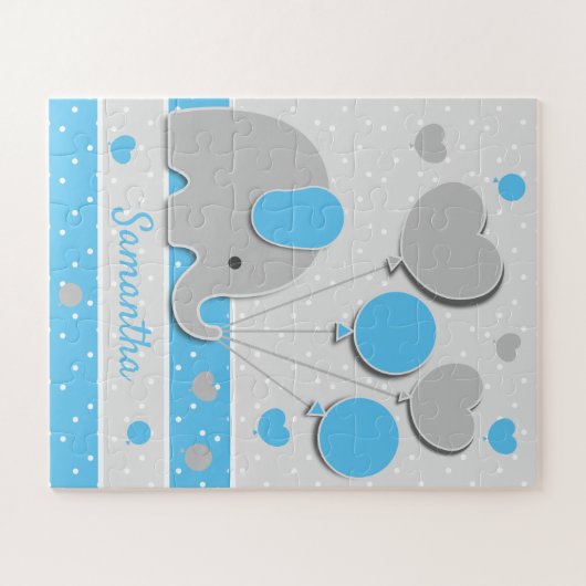 Niedlich Blue Baby Elephant Puzzle (Horizontal)