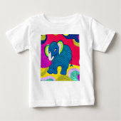 Niedlich Blue Baby Elephant - quillike Design Baby T-shirt (Vorderseite)