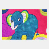 Niedlich Blue Baby Elephant - quillike Design Geschenkpapier Set (Vorderseite 2)